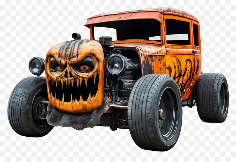 Camion Monstre D'halloween，Voiture D'halloween Orange PNG