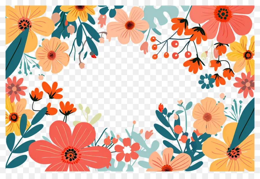 Bordure De Fleurs，Cadre Floral PNG