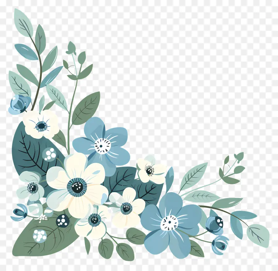 Le Coin Des Fleurs，Fleurs Bleues PNG