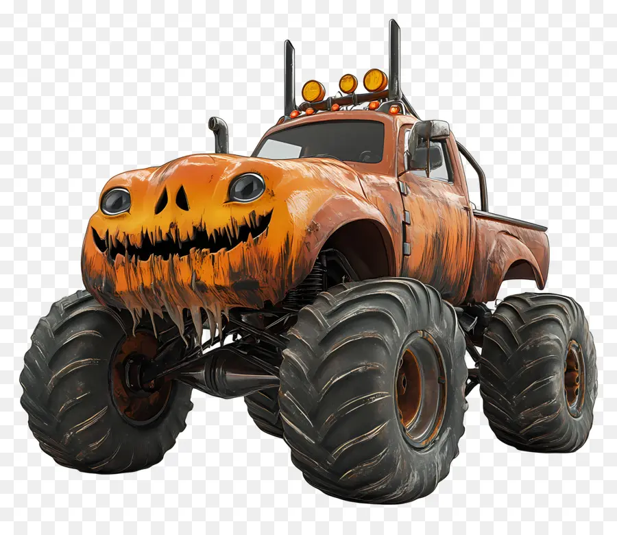 Camion Monstre D'halloween，Camion Monstre Orange PNG