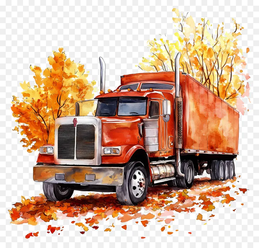 Camion D'automne，Camion Orange PNG