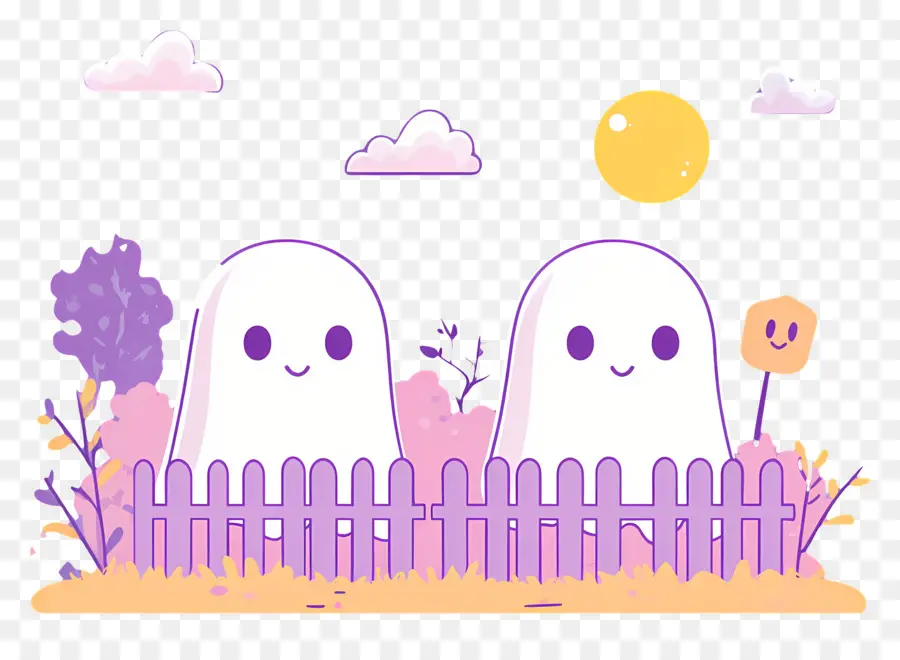 Clôture D'halloween，Fantômes Mignons PNG