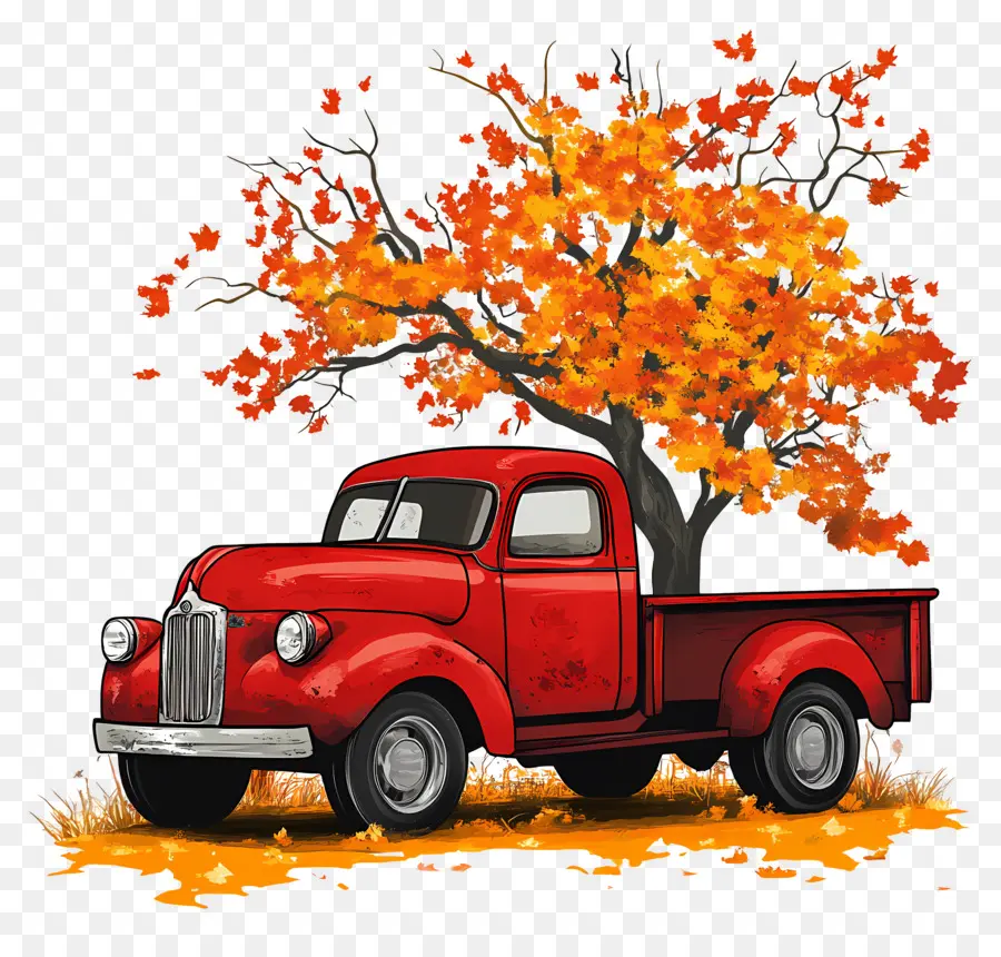 Camion D'automne，Camion Orange PNG