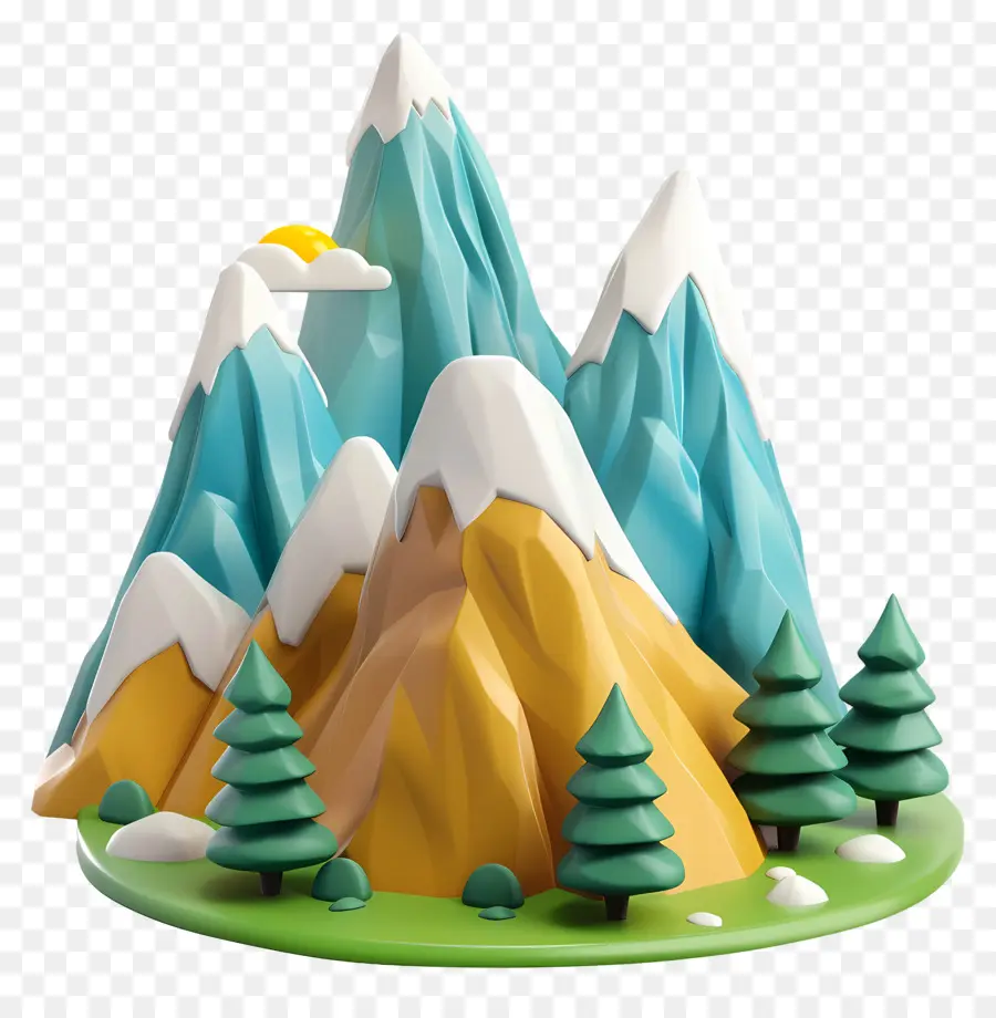 Montagne De Dessin Animé，Montagnes Colorées PNG