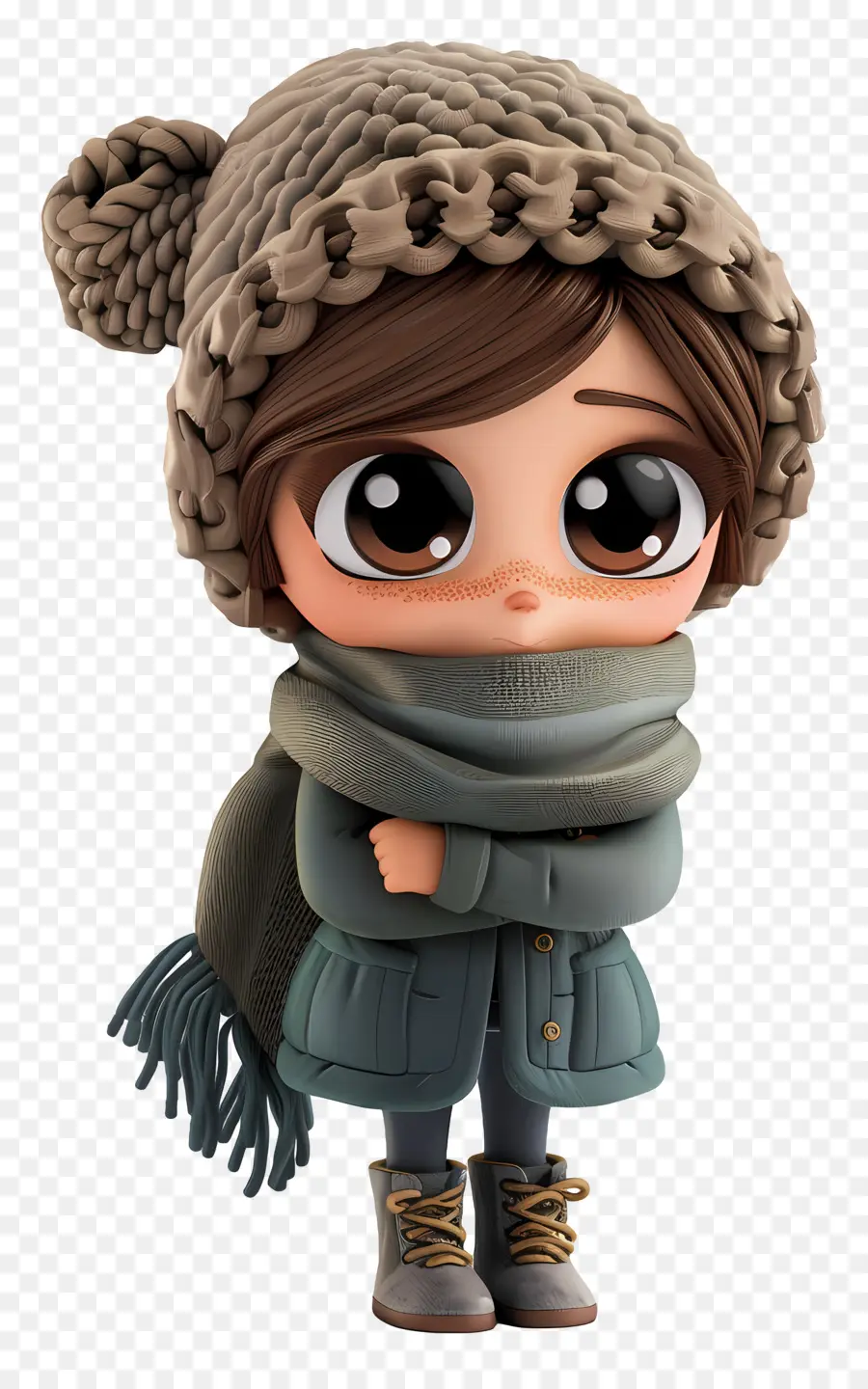 Fille Chibi，Joli Bébé En Vêtements D'hiver PNG