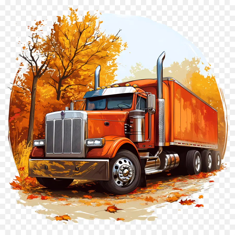 Camion D'automne，Camion Orange PNG