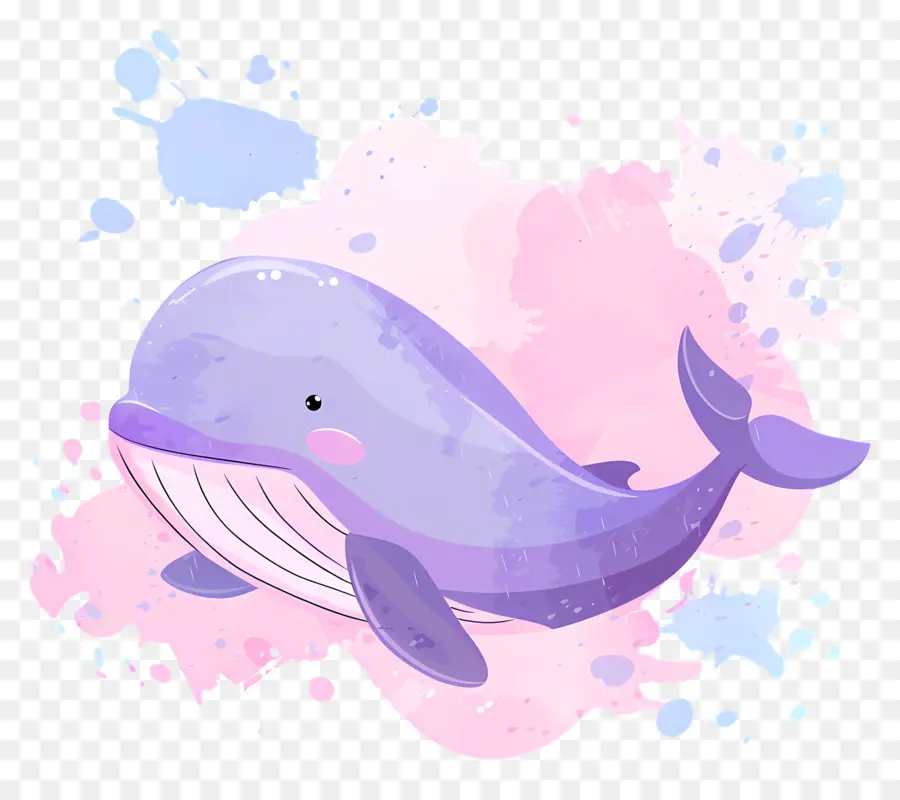 Baleine Aquarelle，Baleine Violette PNG