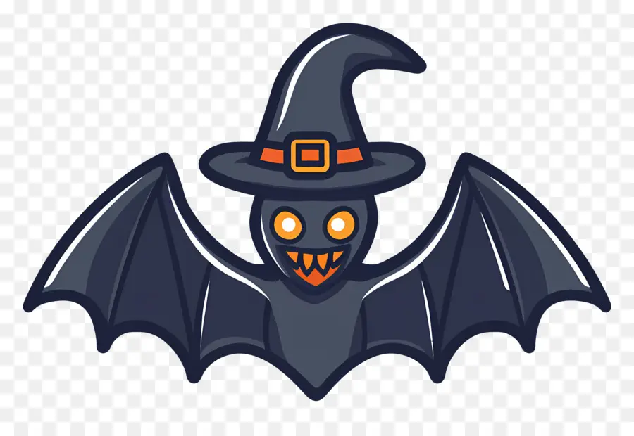 Chauve Souris D'halloween，Chauve Souris Effrayante Avec Chapeau De Sorcière PNG