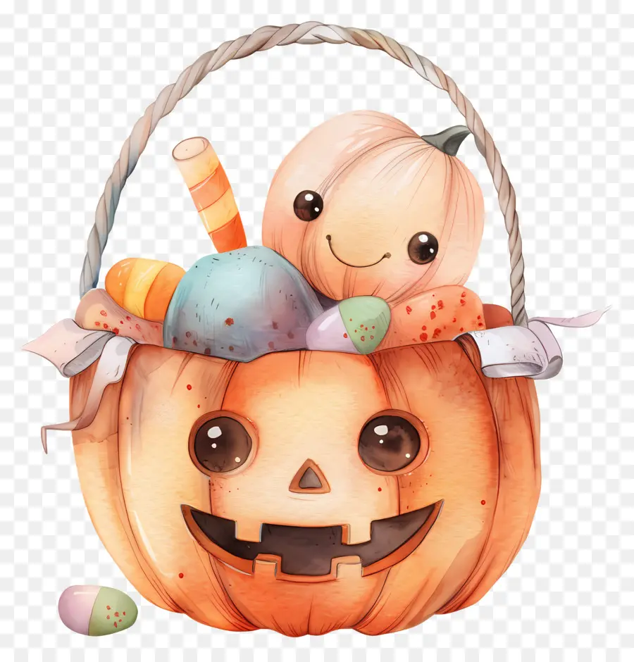 Panier D'halloween，Panier De Citrouille PNG