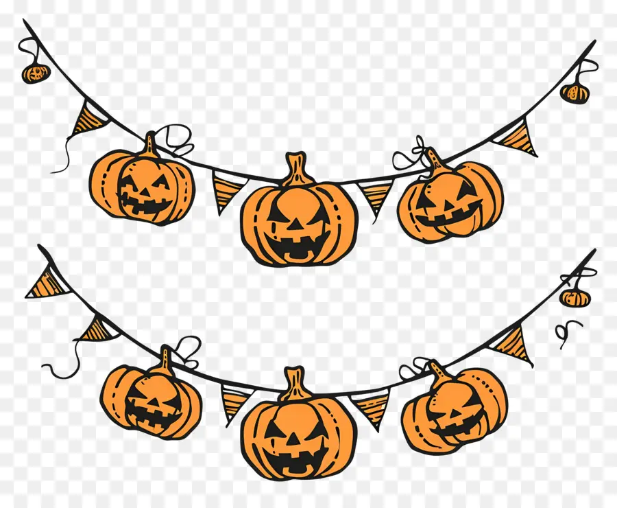 Guirlande D'halloween，Citrouilles PNG