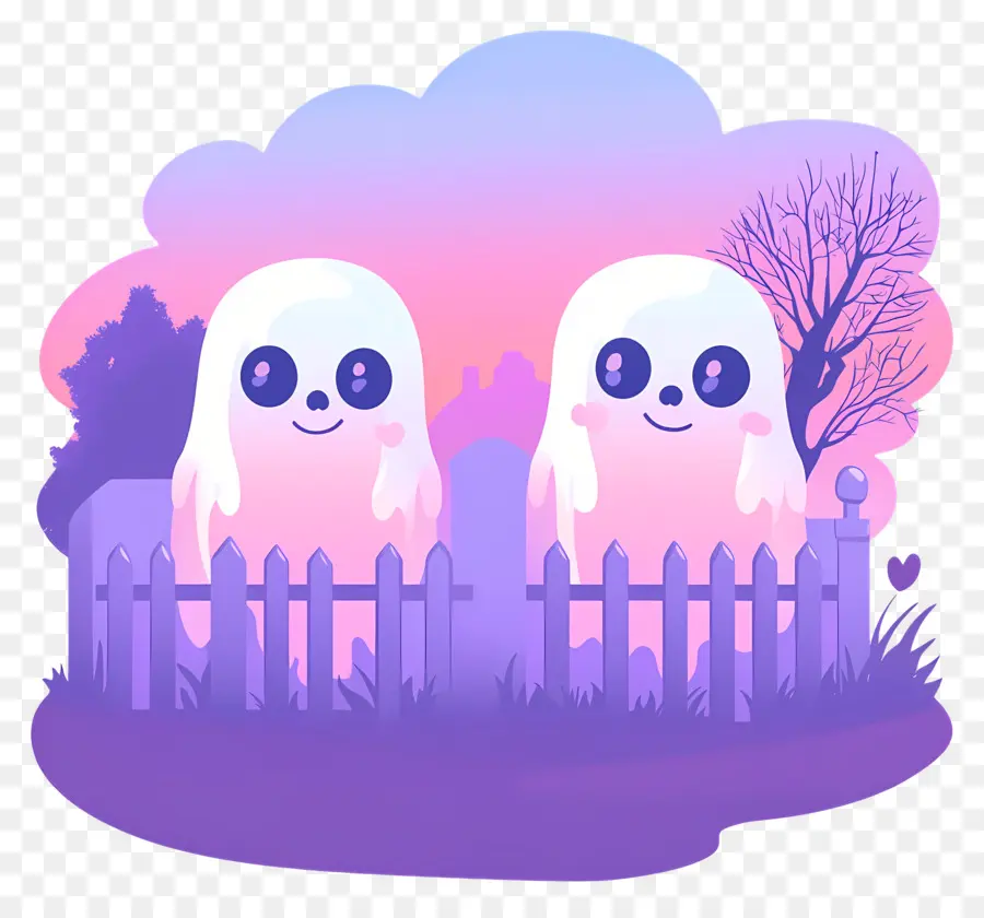 Clôture D'halloween，Fantômes Dans Le Cimetière PNG