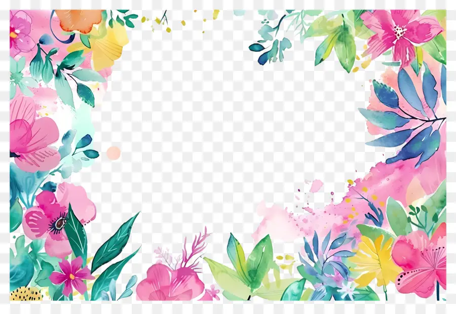 Le Coin Des Fleurs，Cadre Floral Coloré PNG