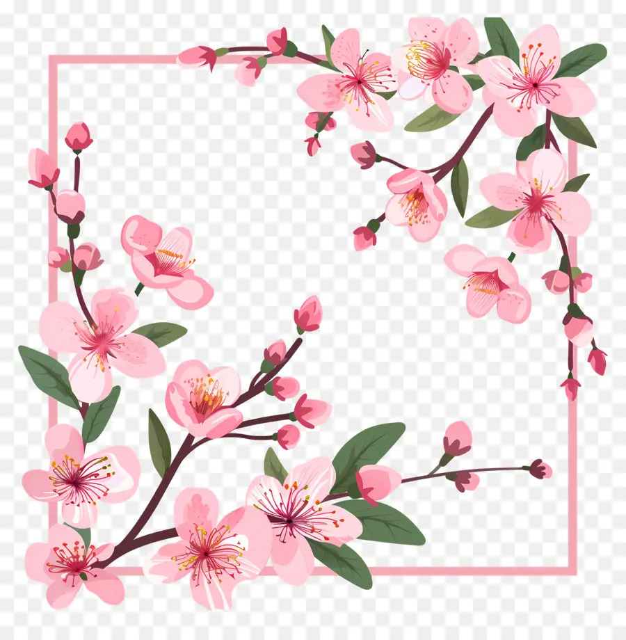 Cadre Floral，Fleurs Roses Et Rouges PNG