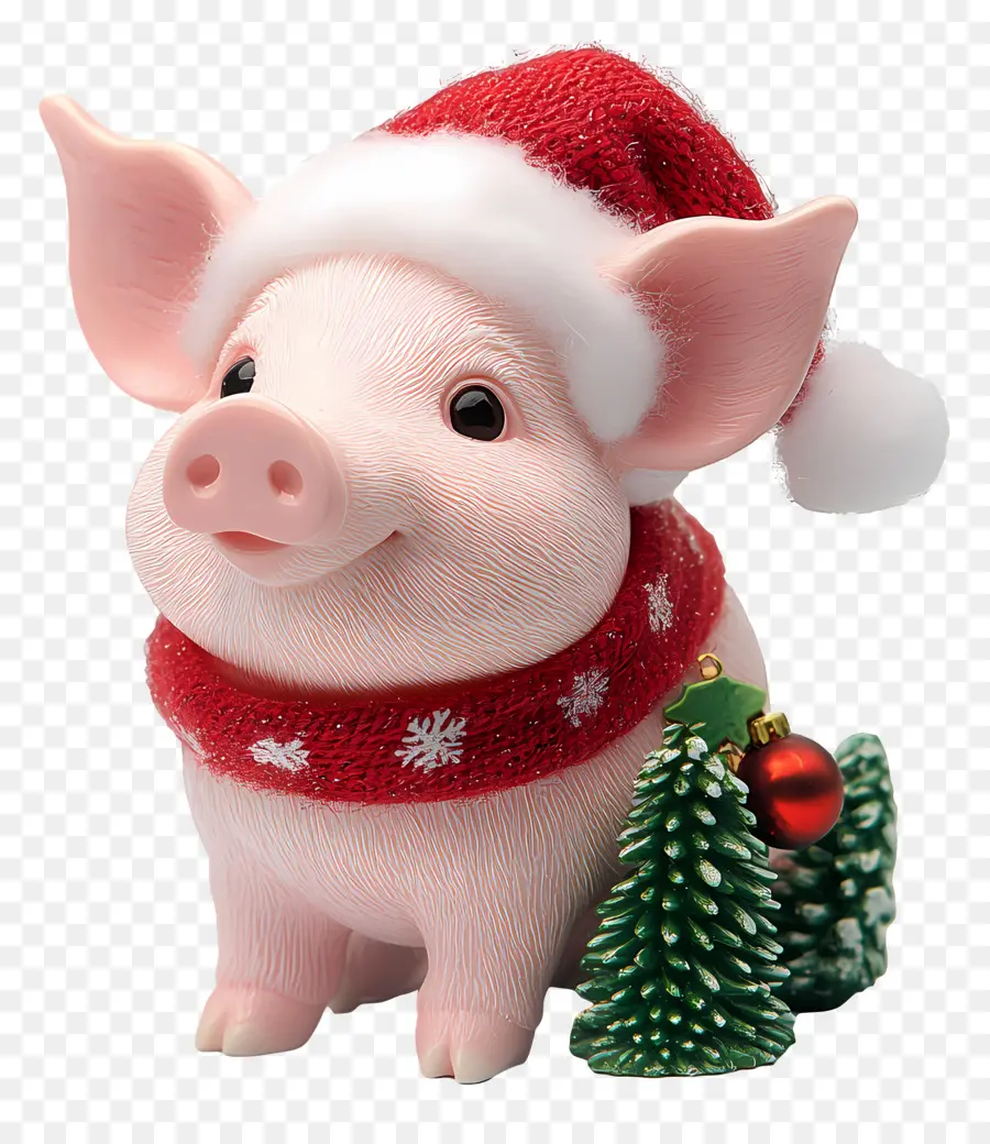 Cochon De Noël，Cochon Avec Chapeau De Père Noël PNG