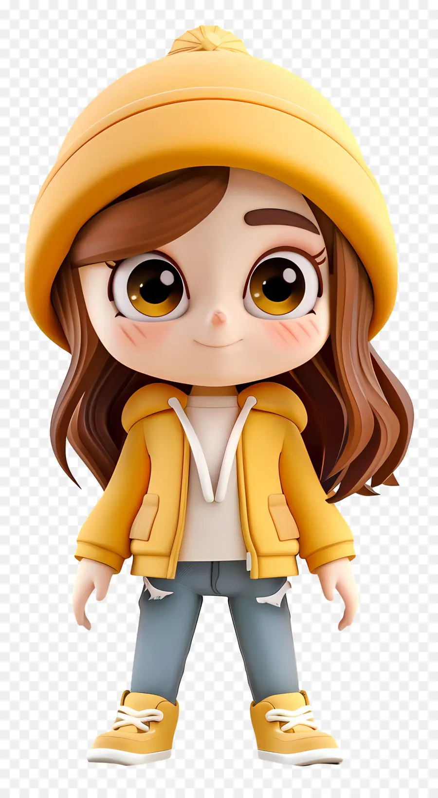 Fille Chibi，Fille En Veste Jaune PNG