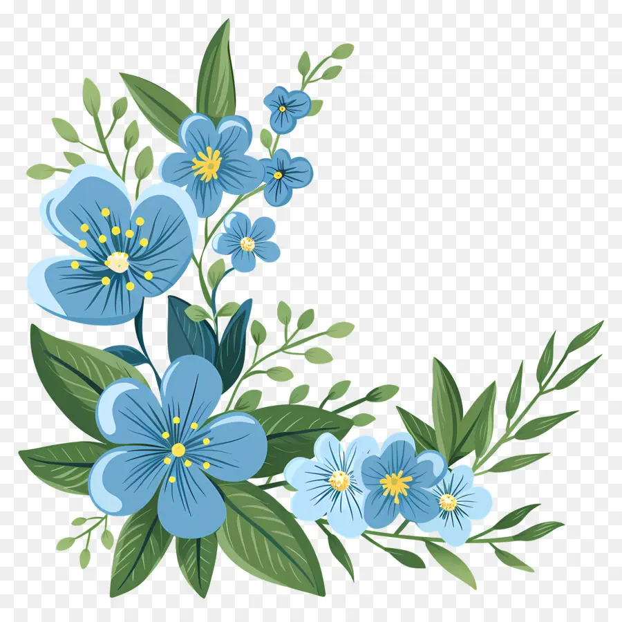 Le Coin Des Fleurs，Fleurs Bleues PNG