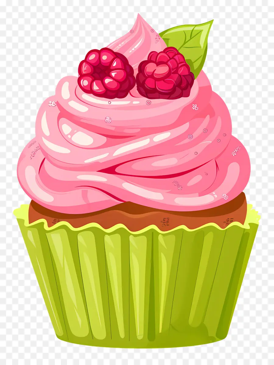 Petit Gâteau Animé，Cupcake Rose Aux Baies PNG