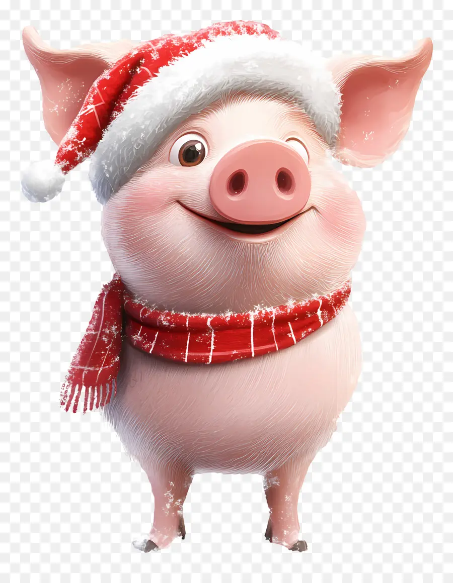 Cochon De Noël，Cochon Avec Chapeau De Père Noël PNG