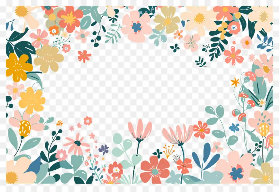 Bordure De Fleurs，Cadre Floral Délicat PNG