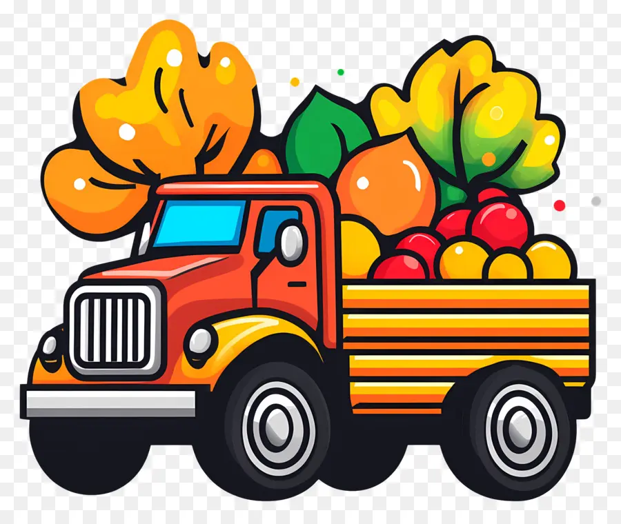 Camion D'automne，Camion De Dessin Animé PNG