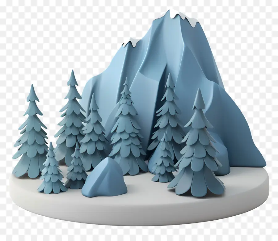 Montagne De Dessin Animé，Montagne De Dessin Animé Avec Des Arbres PNG