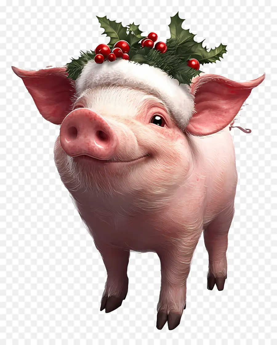 Cochon De Noël，Cochon Avec Chapeau De Père Noël PNG