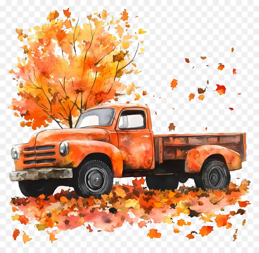 Camion D'automne，Camion Orange PNG