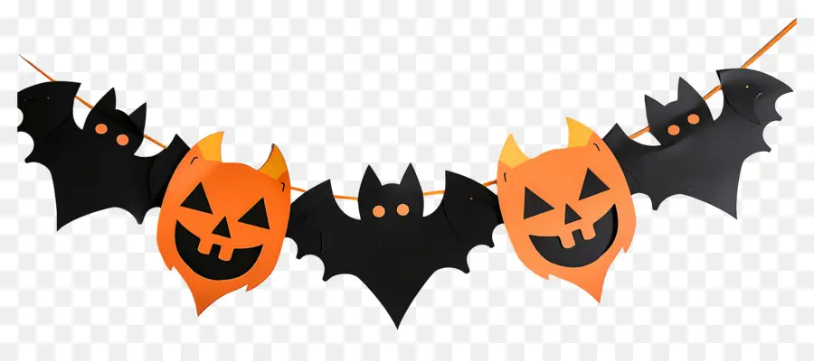 Guirlande D'halloween，Chauves Souris D'halloween PNG