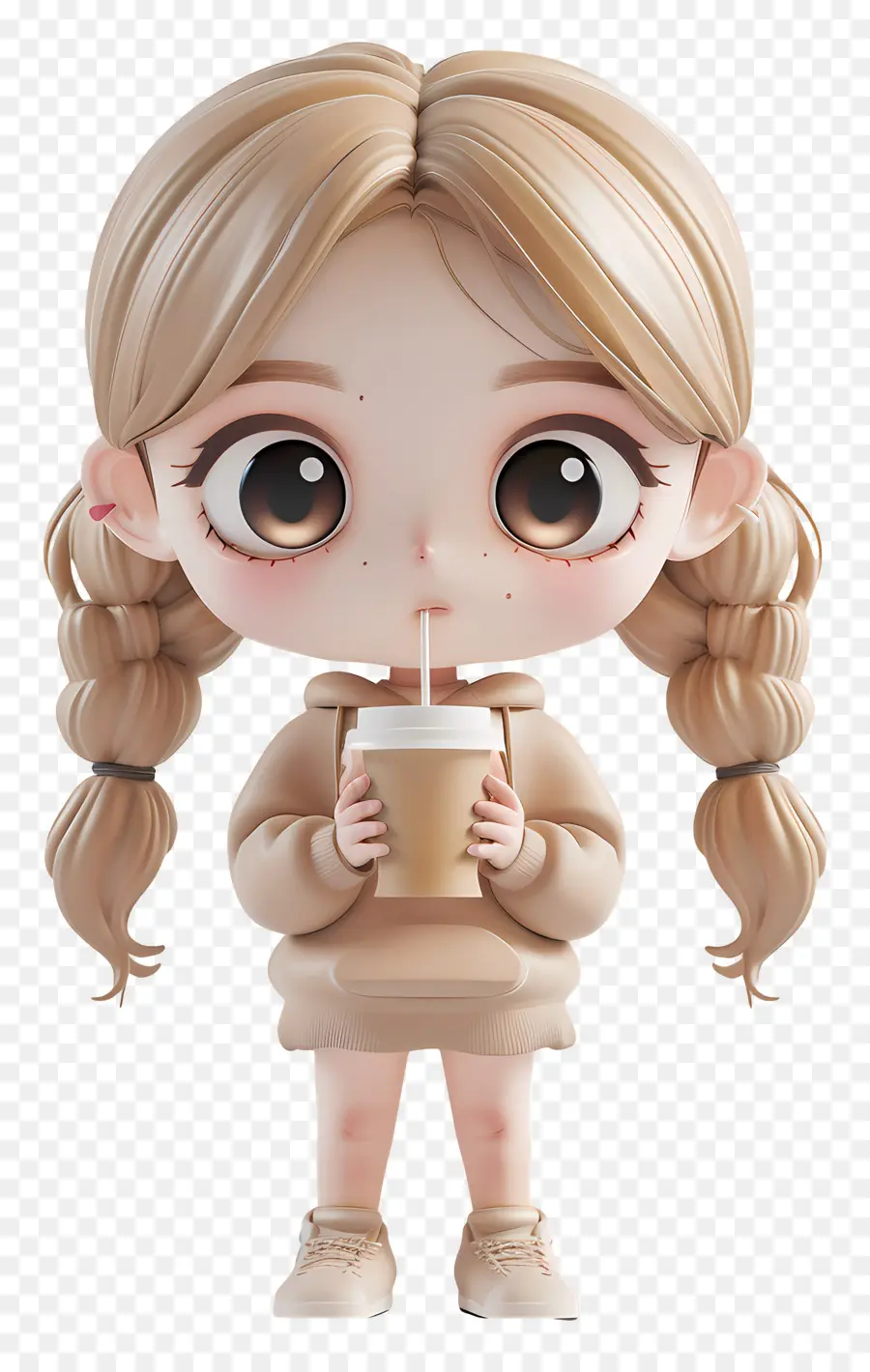 Fille Chibi，Jolie Fille Avec Du Café PNG