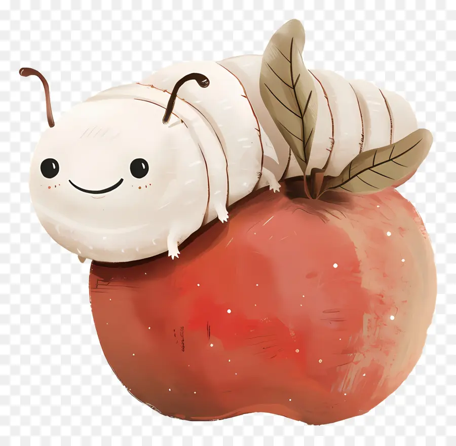 Pomme Avec Ver，Ver Souriant Sur Pomme PNG