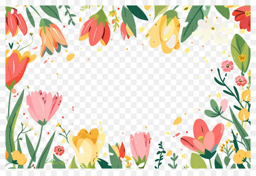 Bordure De Fleurs，Cadre Floral Délicat PNG