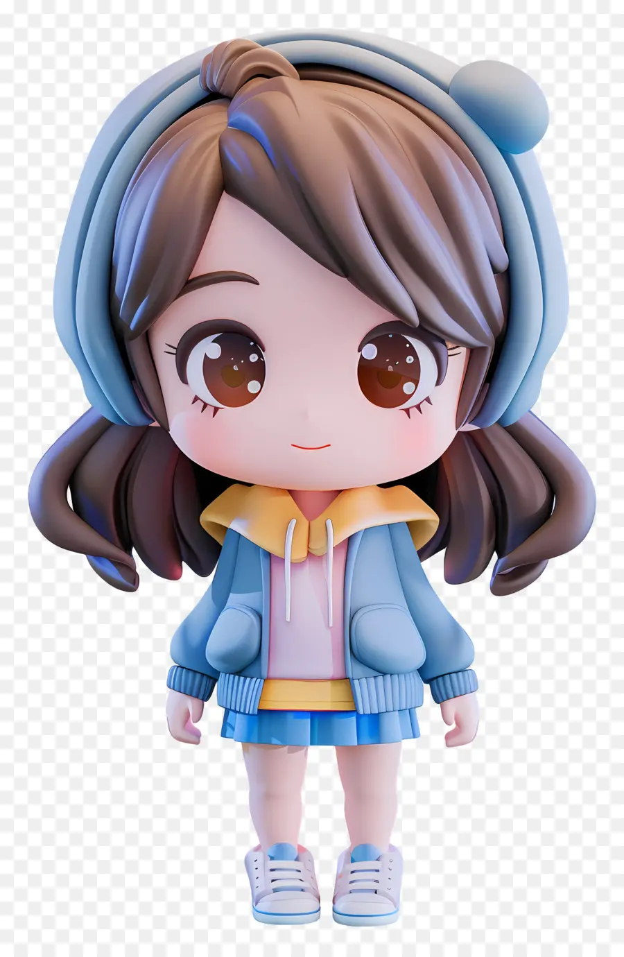 Fille Chibi，Jolie Fille En Sweat à Capuche Bleu PNG