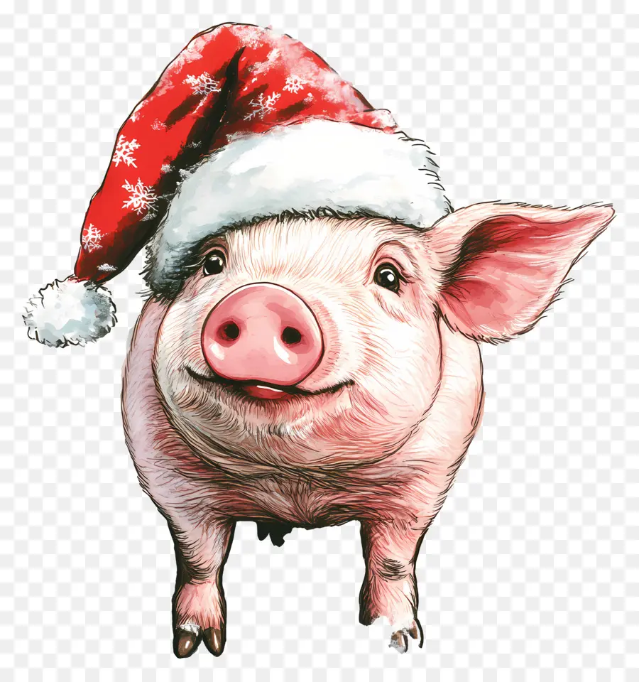 Cochon De Noël，Cochon Avec Bonnet De Noel PNG