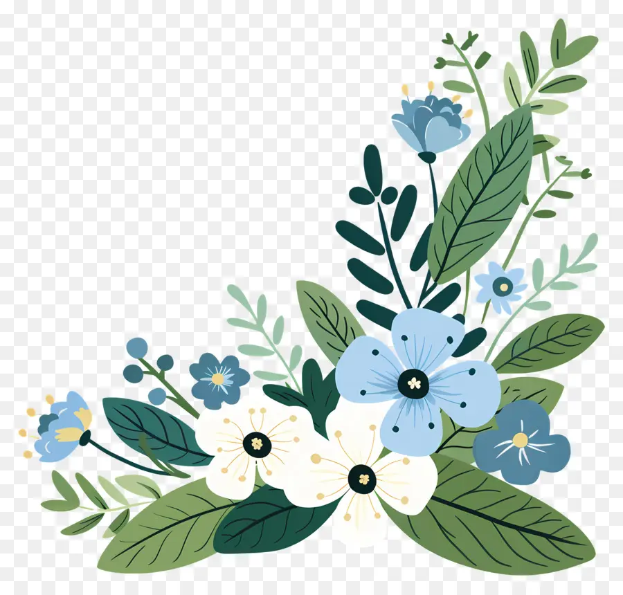 Le Coin Des Fleurs，Fleurs Bleues PNG