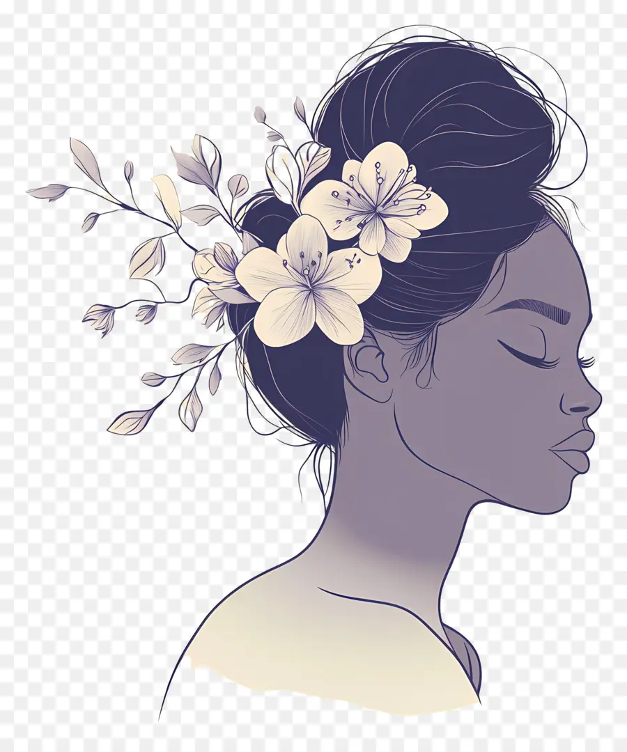 Logo De Fille，Femme Aux Fleurs PNG