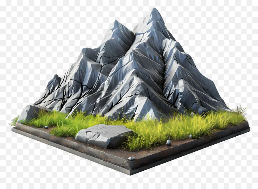 Herbe De Montagne，Modèle De Montagne 3d PNG