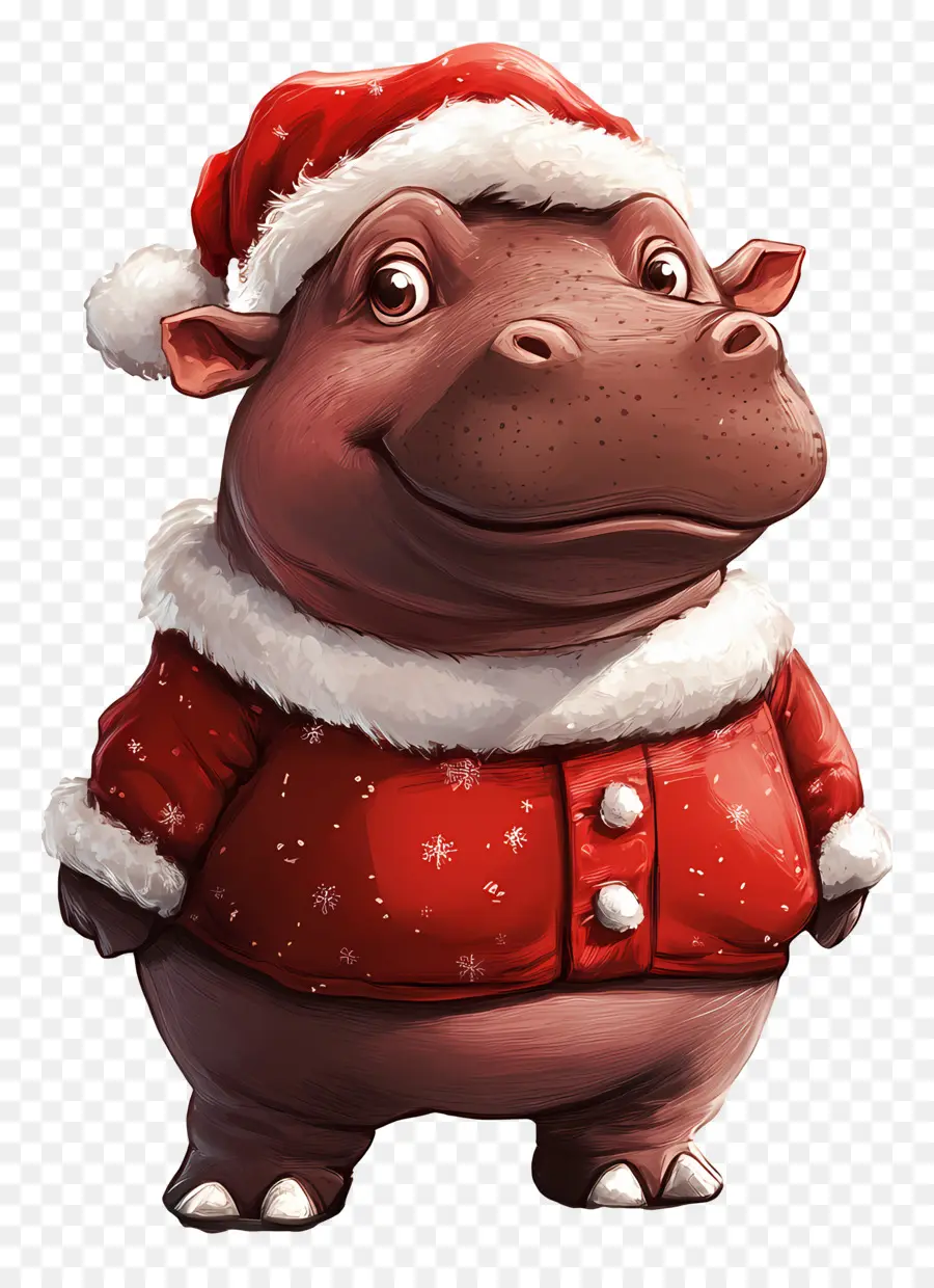 Hippopotame De Noël，Hippopotame Avec Bonnet De Noel PNG