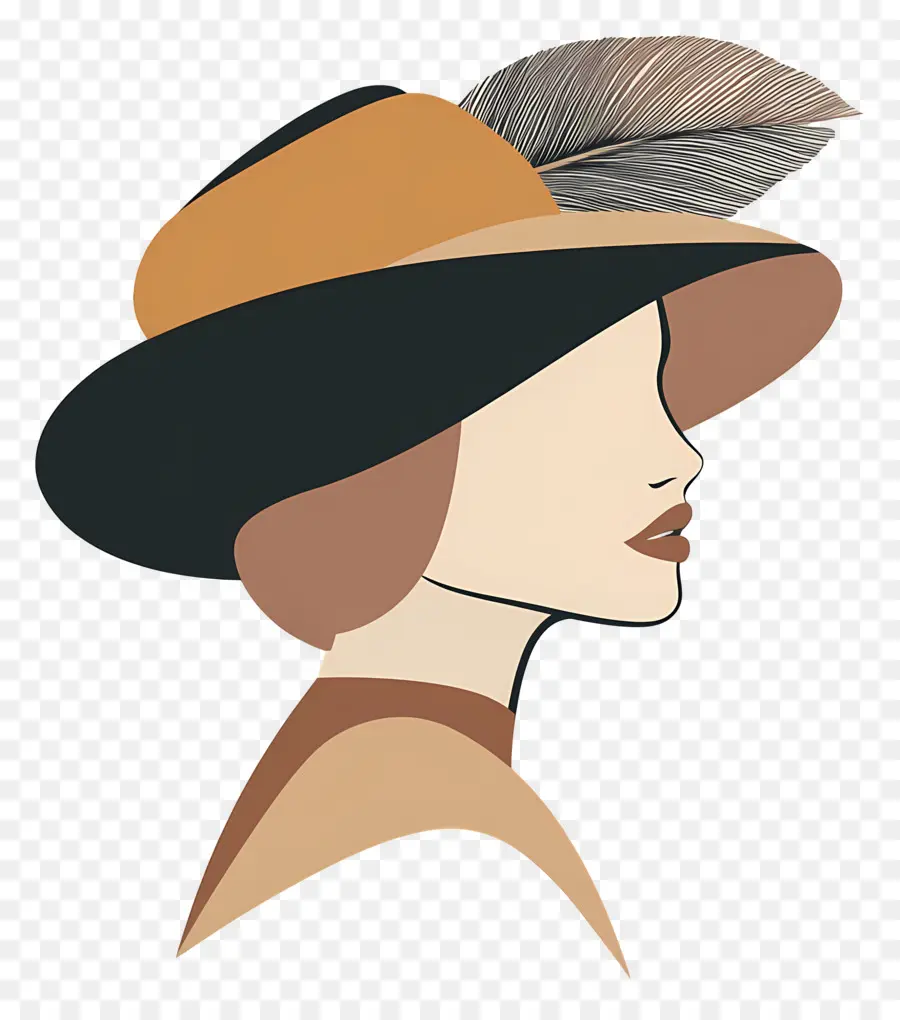 Logo De Fille，Profil Avec Chapeau PNG