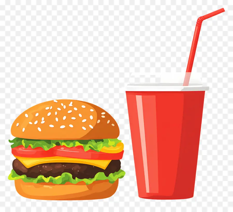 Burger Coca Cola，Burger Et Boisson PNG