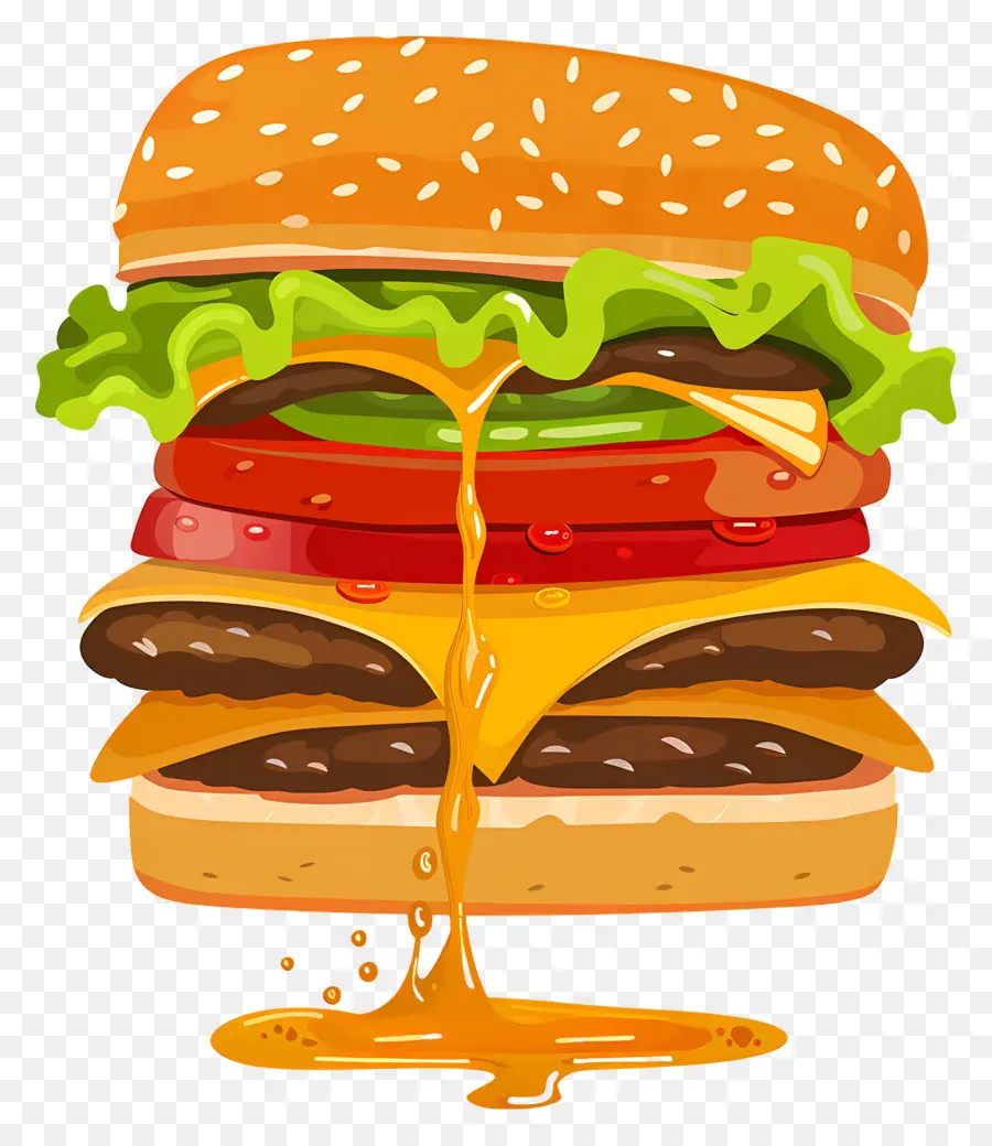 Burger Juteux，Burger Avec Des Couches PNG