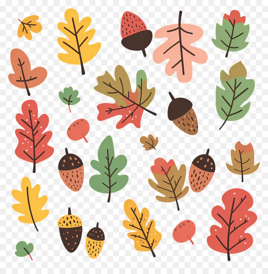 Feuilles D'automne，Feuilles Et Glands D'automne PNG