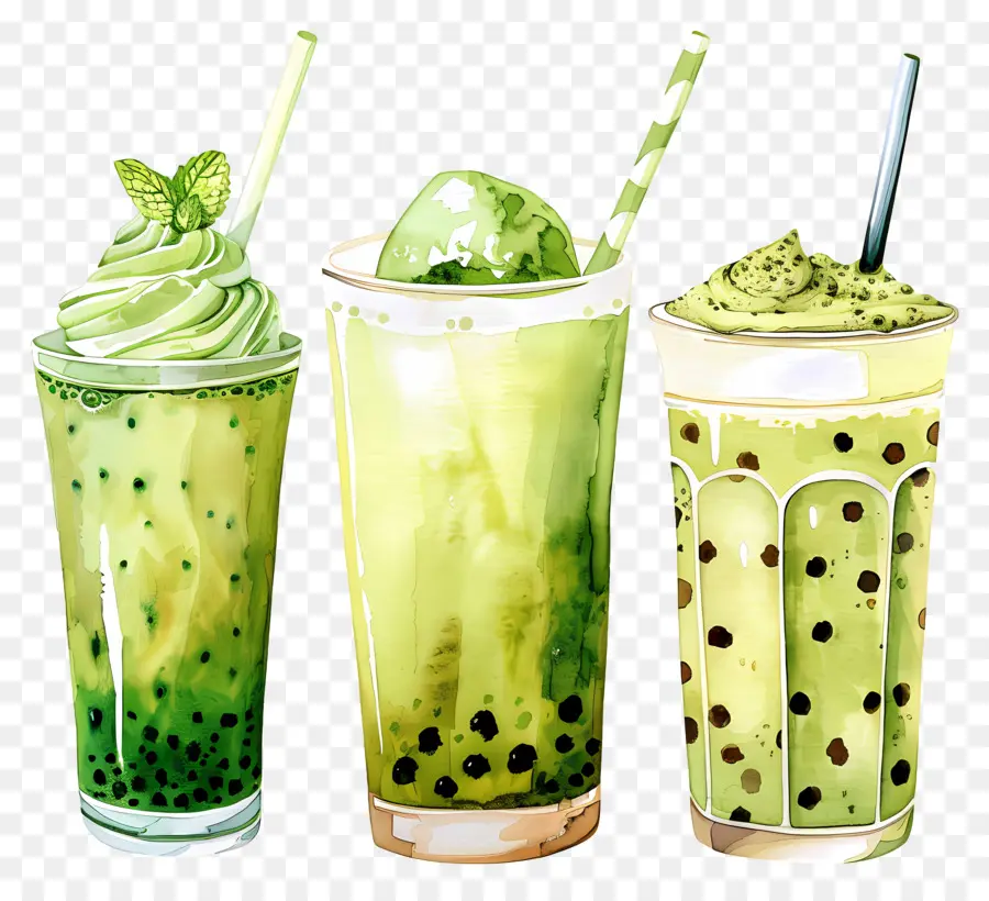 Boisson Au Matcha，Smoothies Verts PNG