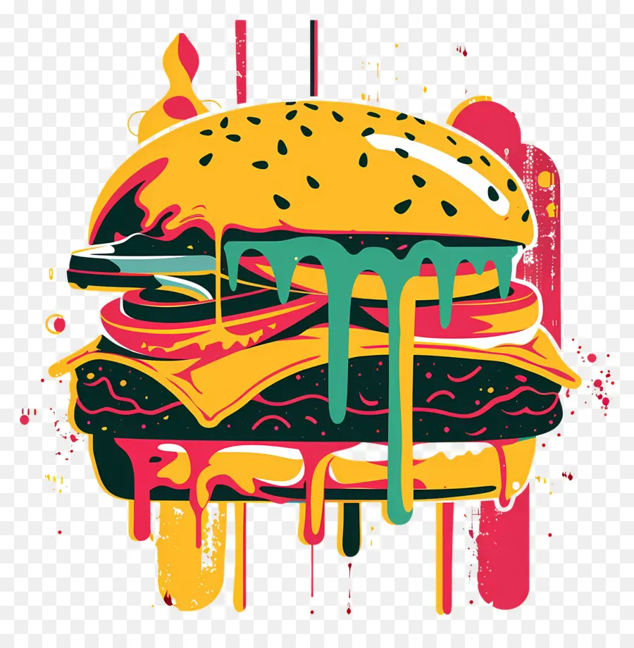 Burger Juteux，Burger Coloré PNG