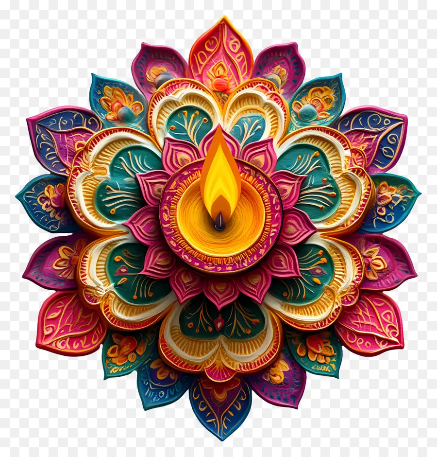 Deepavali，Flamme Colorée PNG