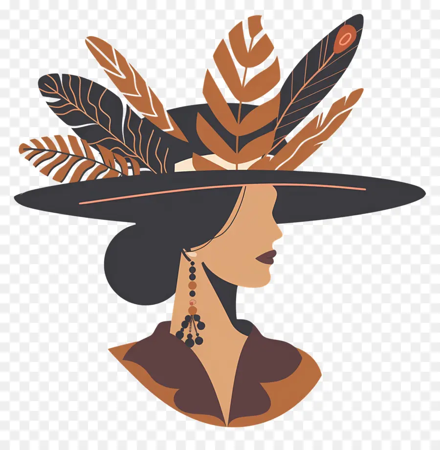 Logo De Fille，Silhouette Avec Chapeau PNG