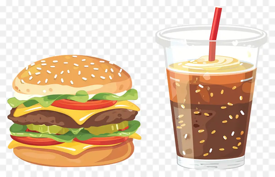 Burger Coca Cola，Burger Et Boisson PNG