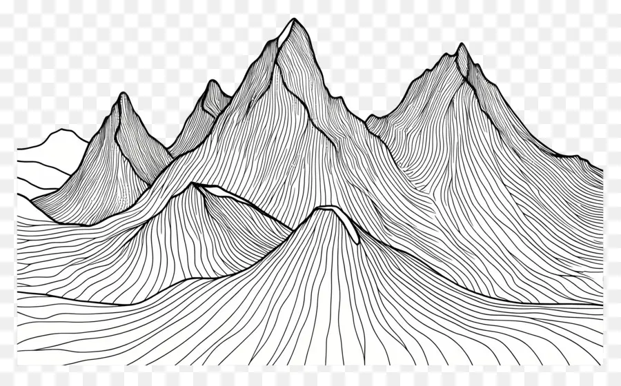 Aperçu De La Montagne，Dessin Au Trait De Montagne PNG