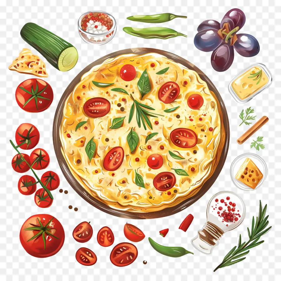 Omelette Espagnole，Pizza PNG