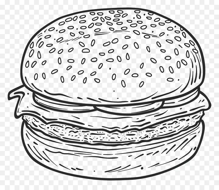 Aperçu Du Hamburger，Croquis De Hamburger PNG