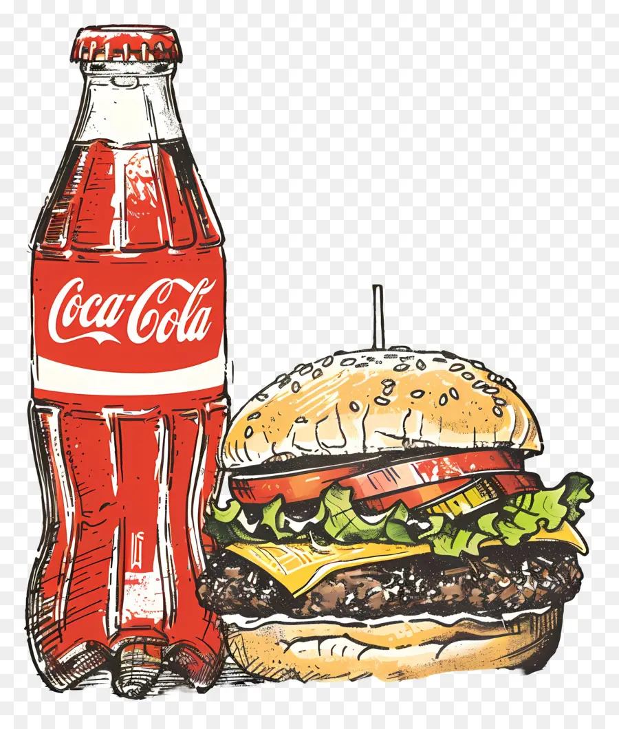 Burger Coca Cola，Coca Cola Et Burger PNG